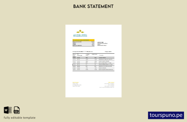 listo para imprimir plantilla de Excel de extracto bancario de Nepal Kumari